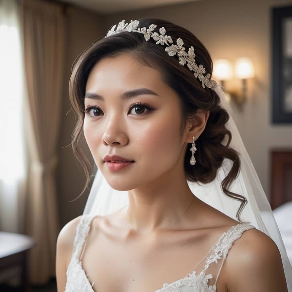 asian bridal hairstyle with wedding hair updo