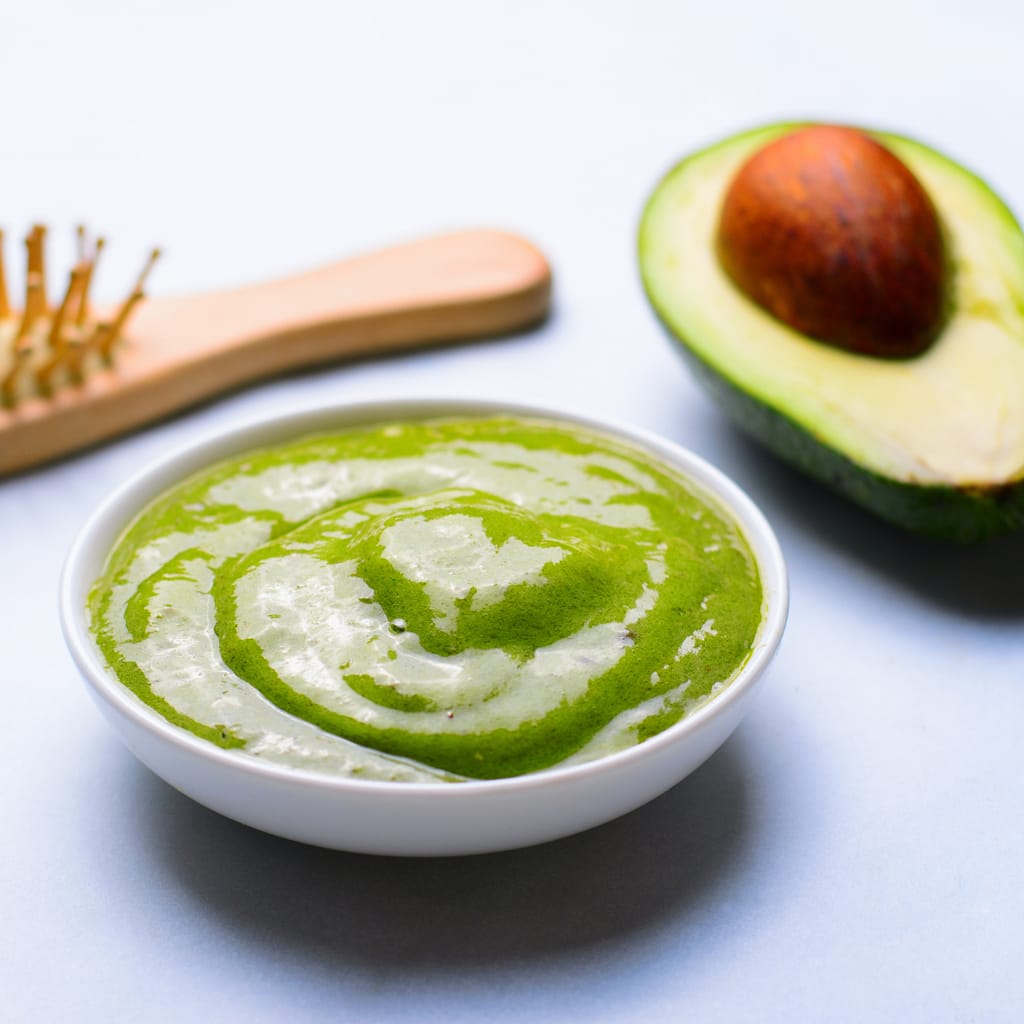 healthy hair avocado hair mask with brush