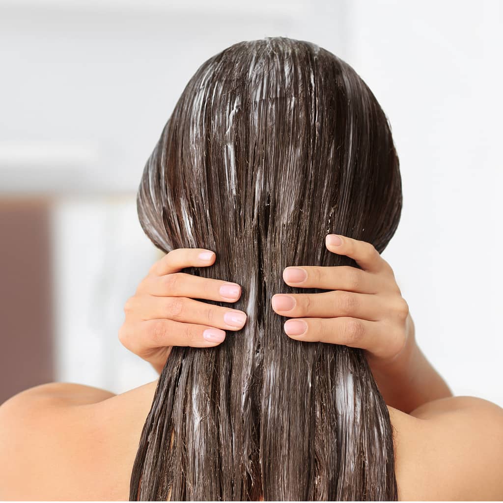 deep conditioning treatment is applied for healthy hair care