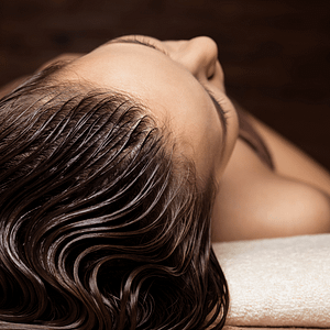 healthy hair hydrated with a moisture treatment